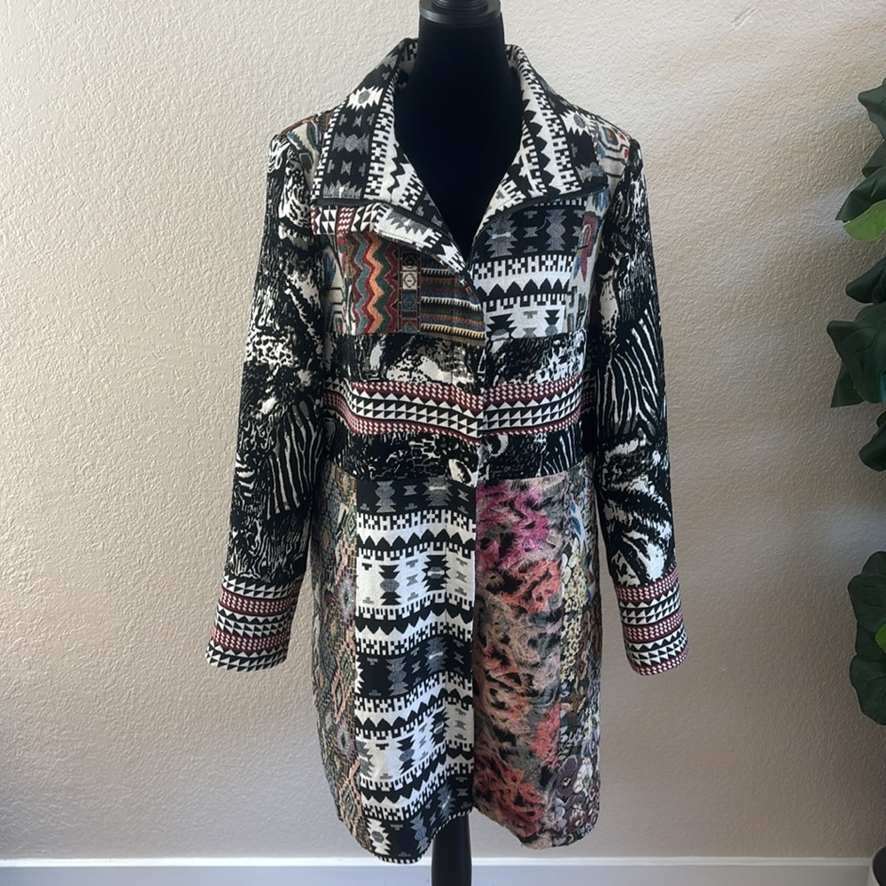 Dor Dor Couture Women's jacket coat Art Patchwork southwestern Size XL - Picture 2 of 10
